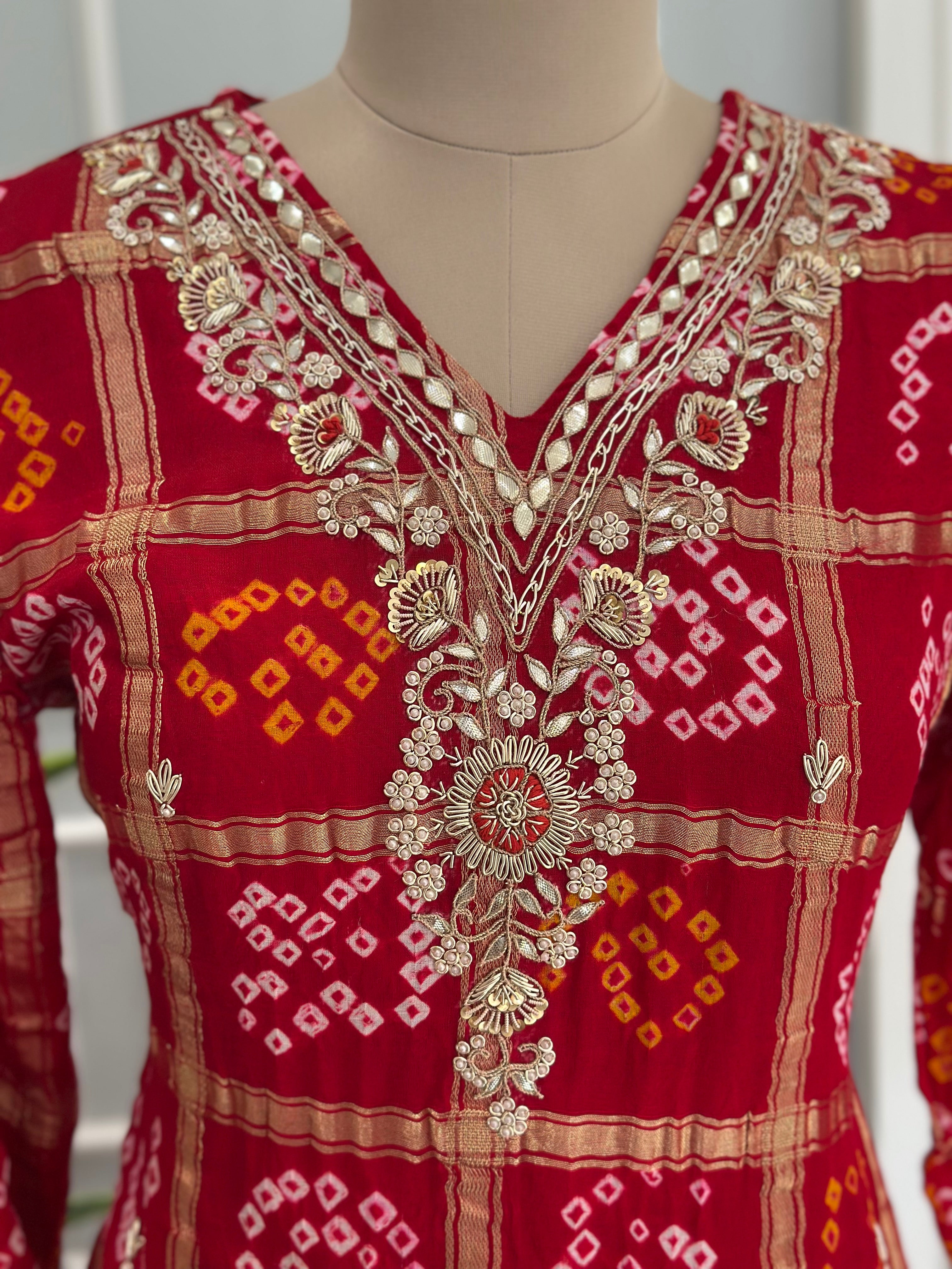 Premium gajji silk hand work skirt set