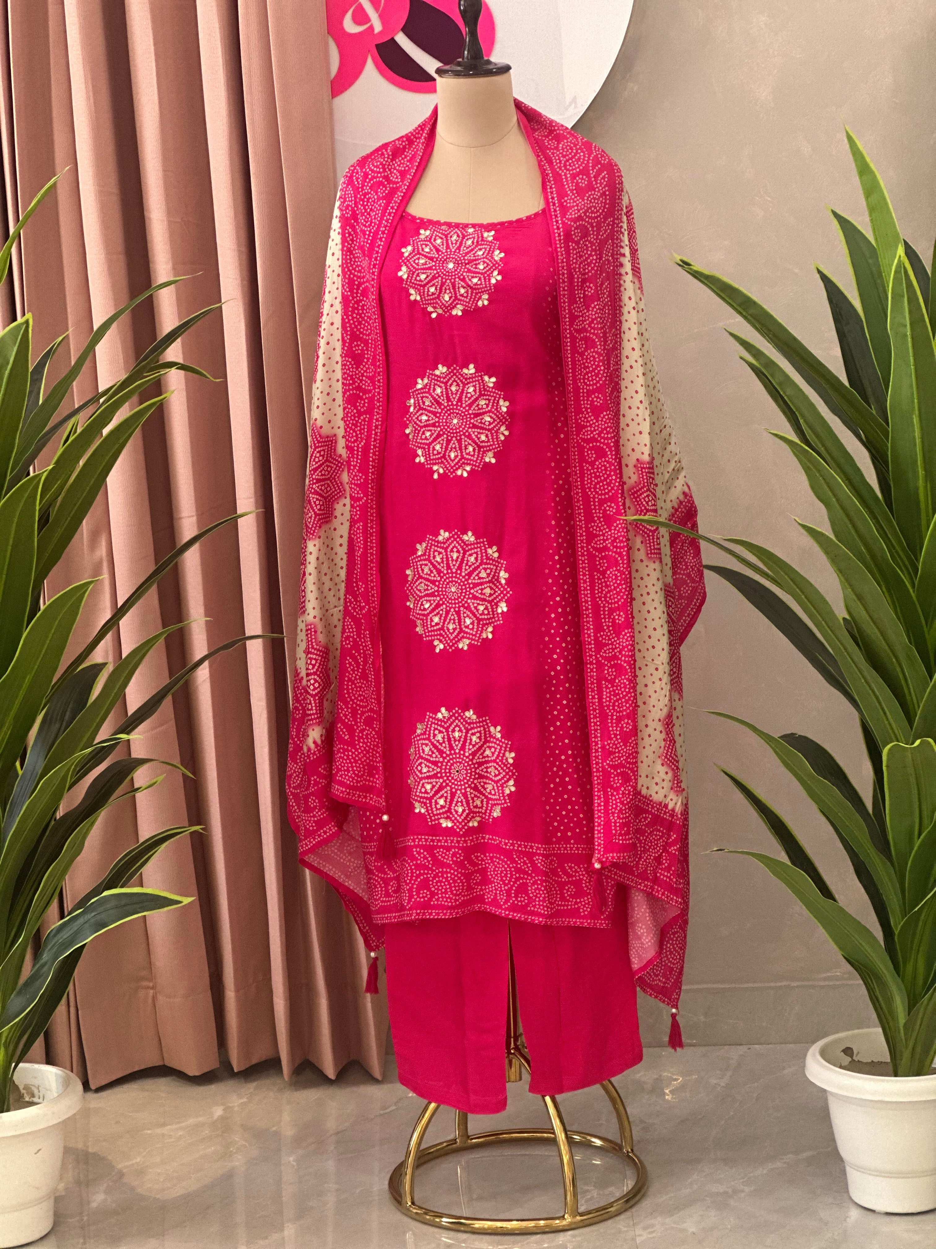 Designer Bandhej Inspired Kurta Set