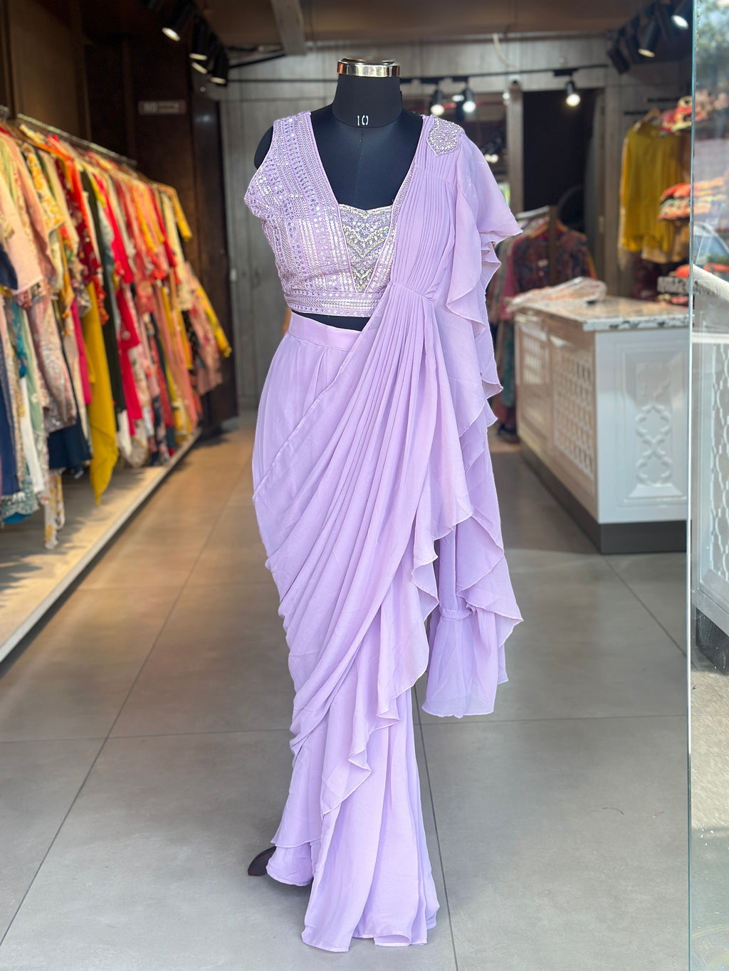 Draping Saree With Heavy Blouse