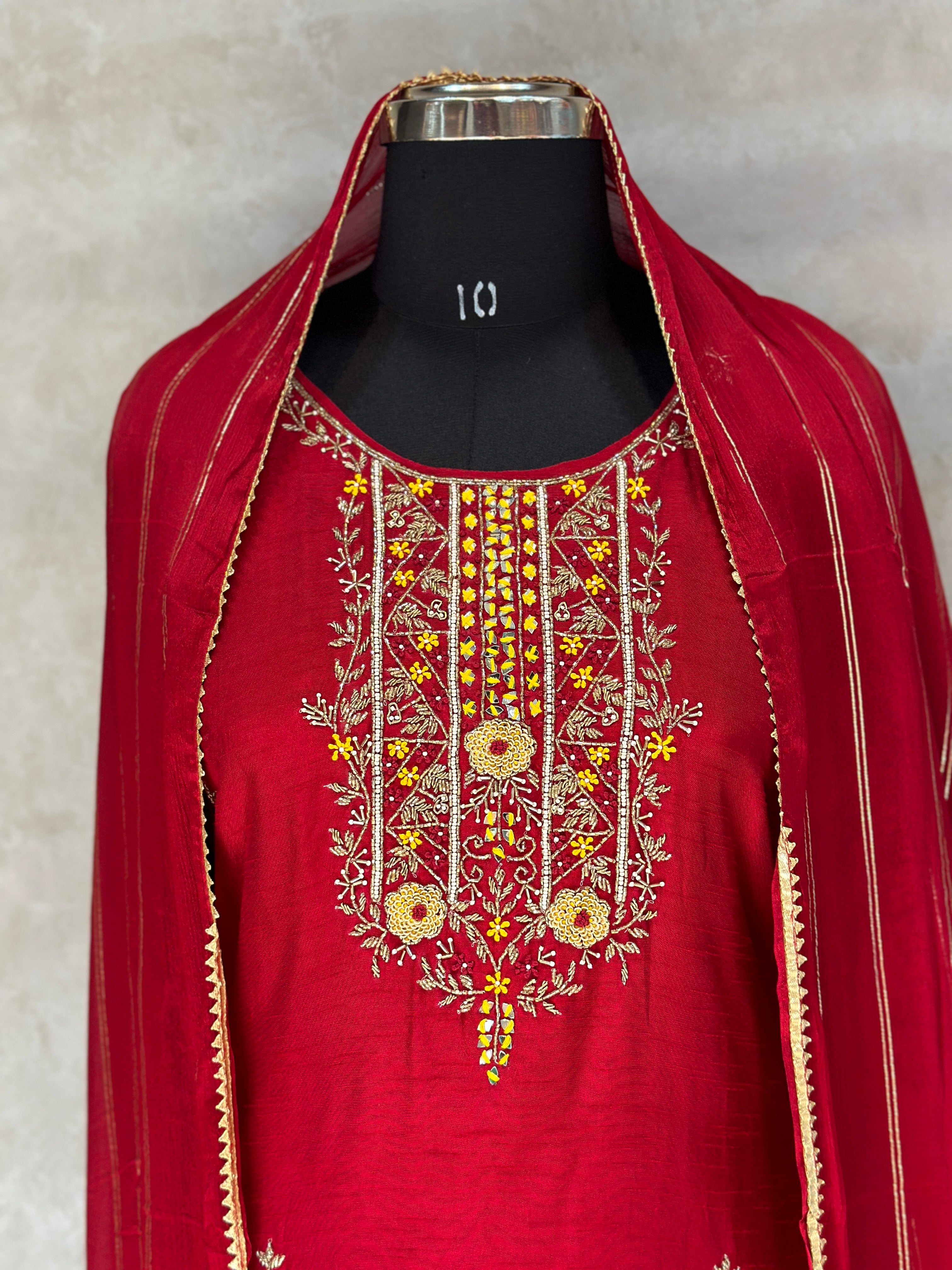 MODAL SILK HANDWORK SUIT SET FOR RAKHI
