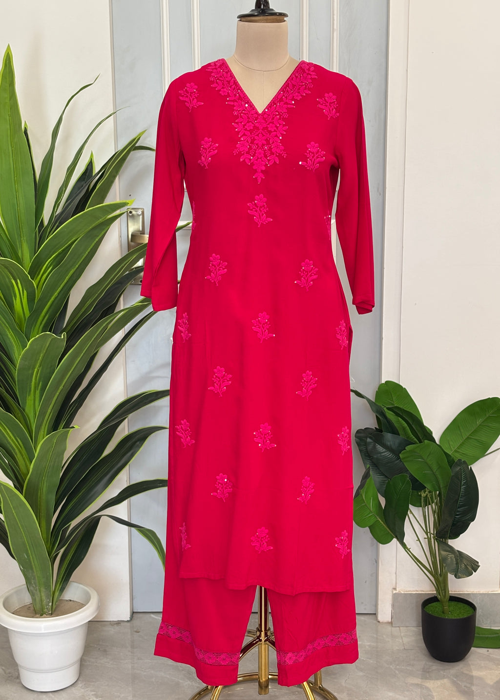Women's Premium Straight Kurta Palazzo Set