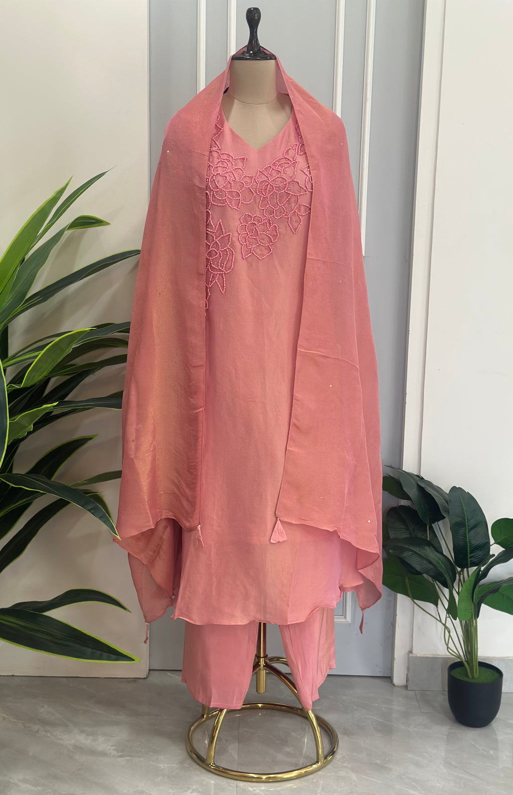 Designer Floral Handwork Palazzo Set