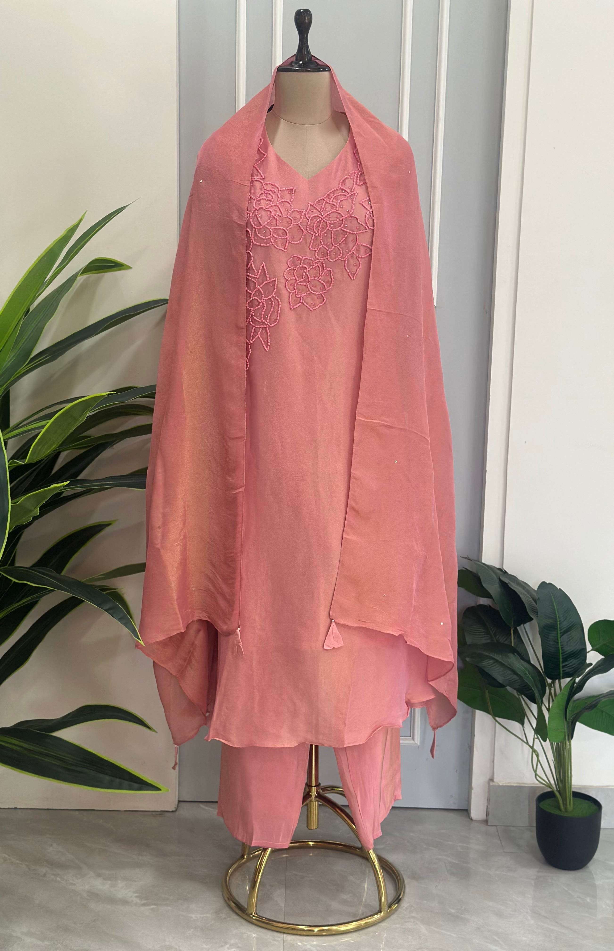 Designer Floral Handwork Palazzo Set