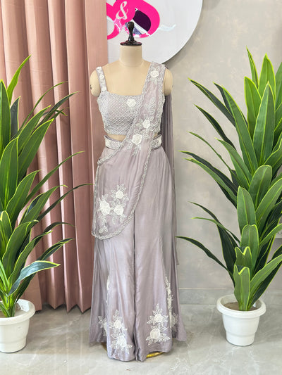 Elegant Draped Style Co-ord Set With Handwork Blouse
