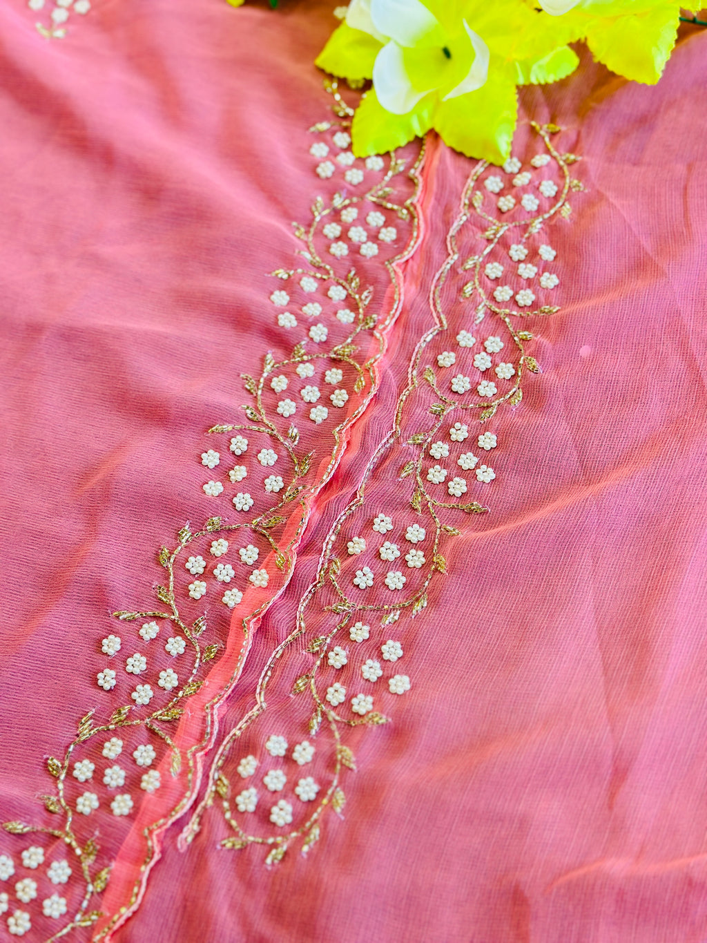 🌸BEAUTIFUL PEARLS HANDWORK SAREE 🌸