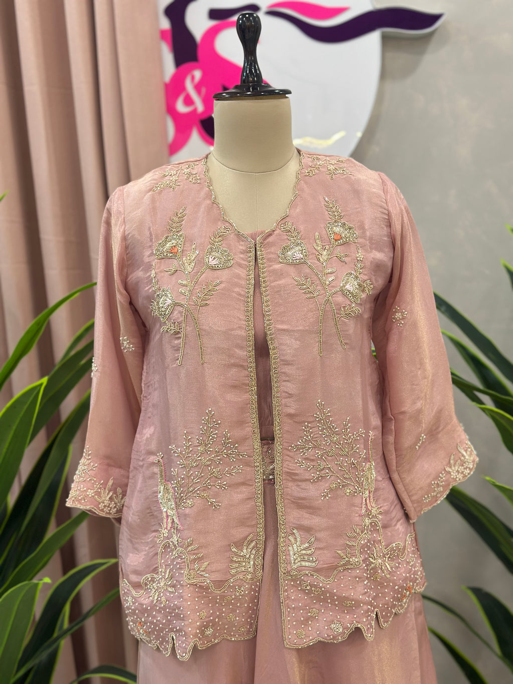 PREMIUM HANDWORK JACKET SET WITH DRAPE SKIRT