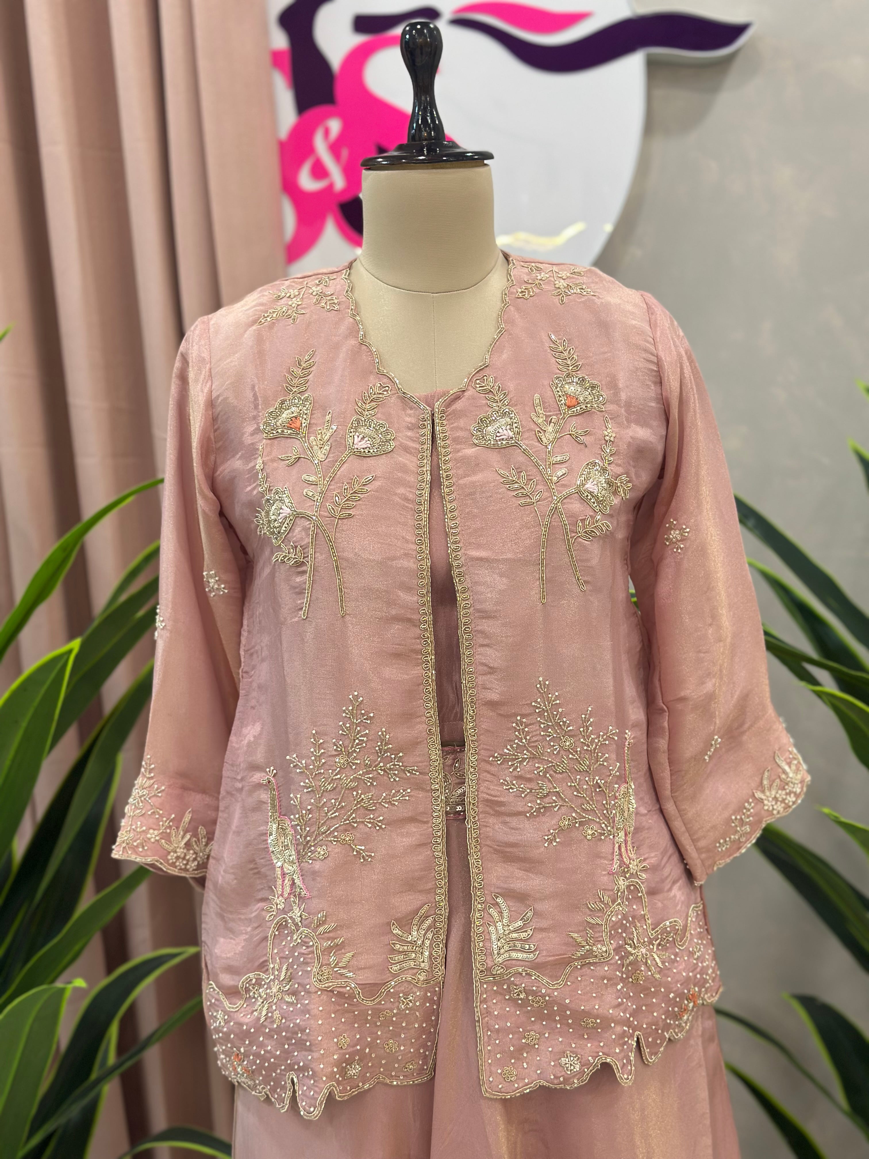 PREMIUM HANDWORK JACKET SET WITH DRAPE SKIRT