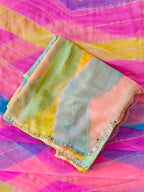 Ethnic Multishade Georgette Saree with Cutdhana & Gota Work