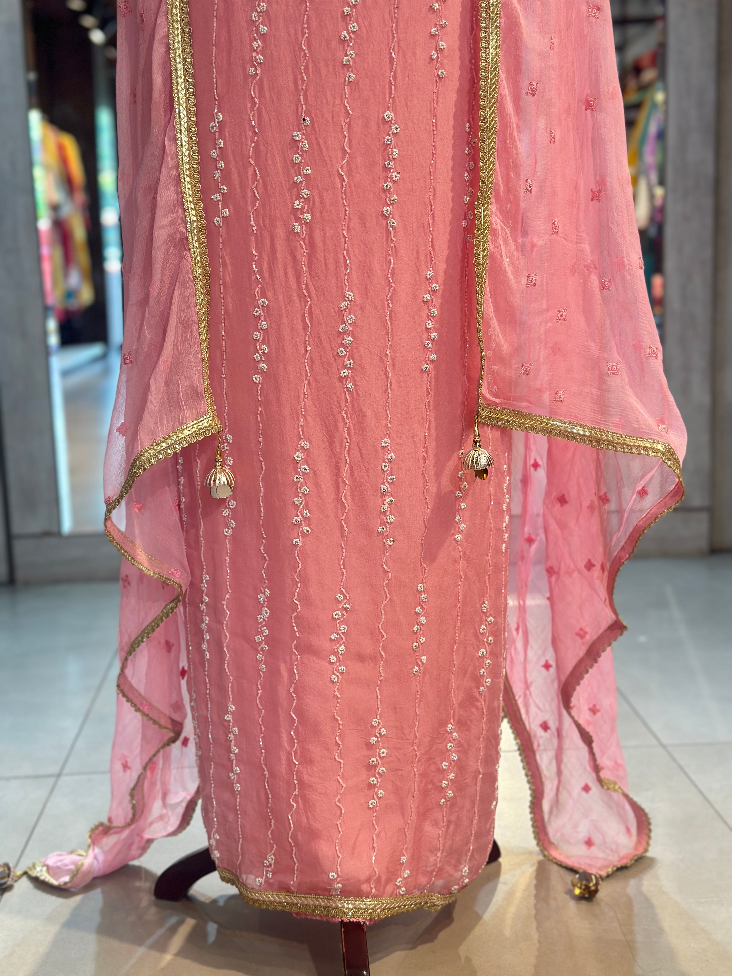 PURE ORGANZA HANDWORK SUIT SET