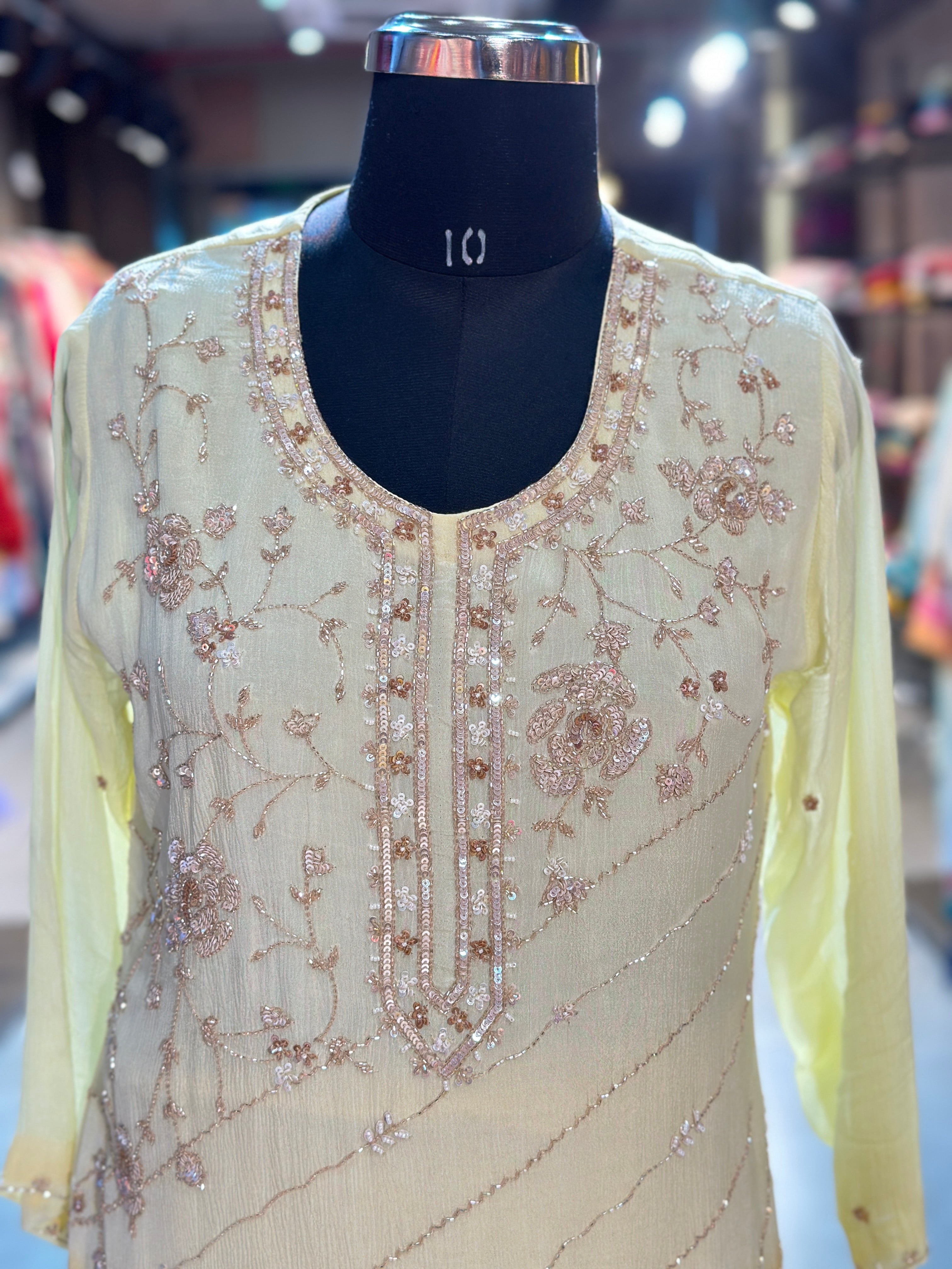 PURE CHINON HANDWORK STRAIGHT SUIT