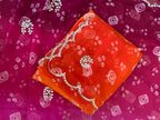 Elegant Bandhani Saree with Handwork Border Detailing