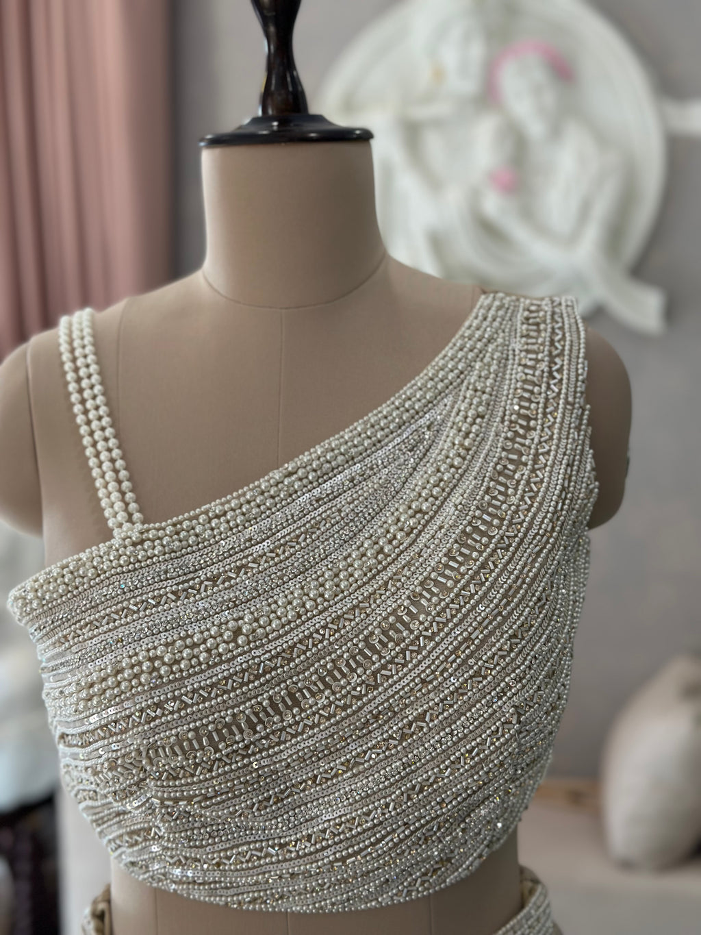 Glamour Pearl Work Saree Set