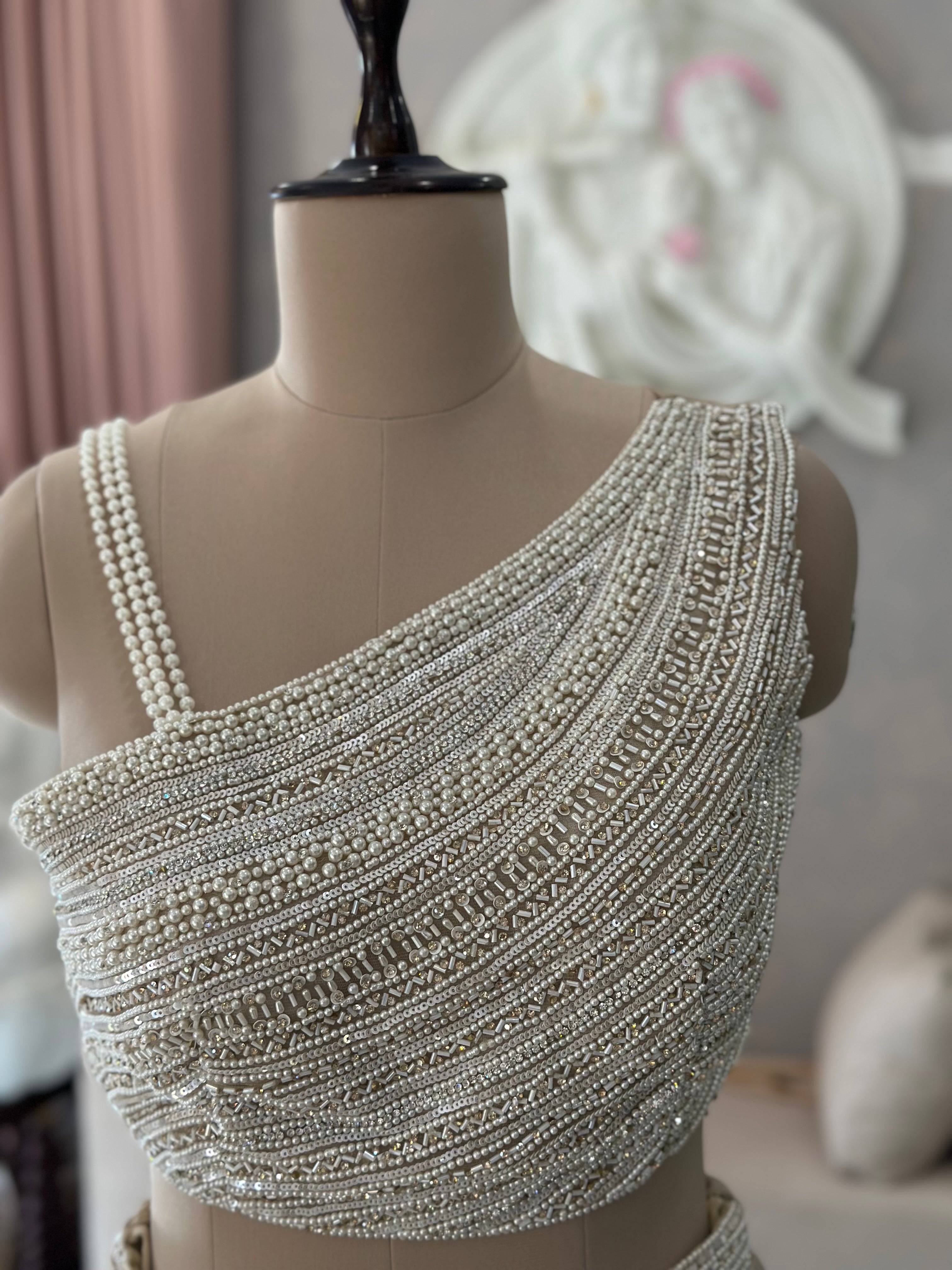 Glamour Pearl Work Saree Set