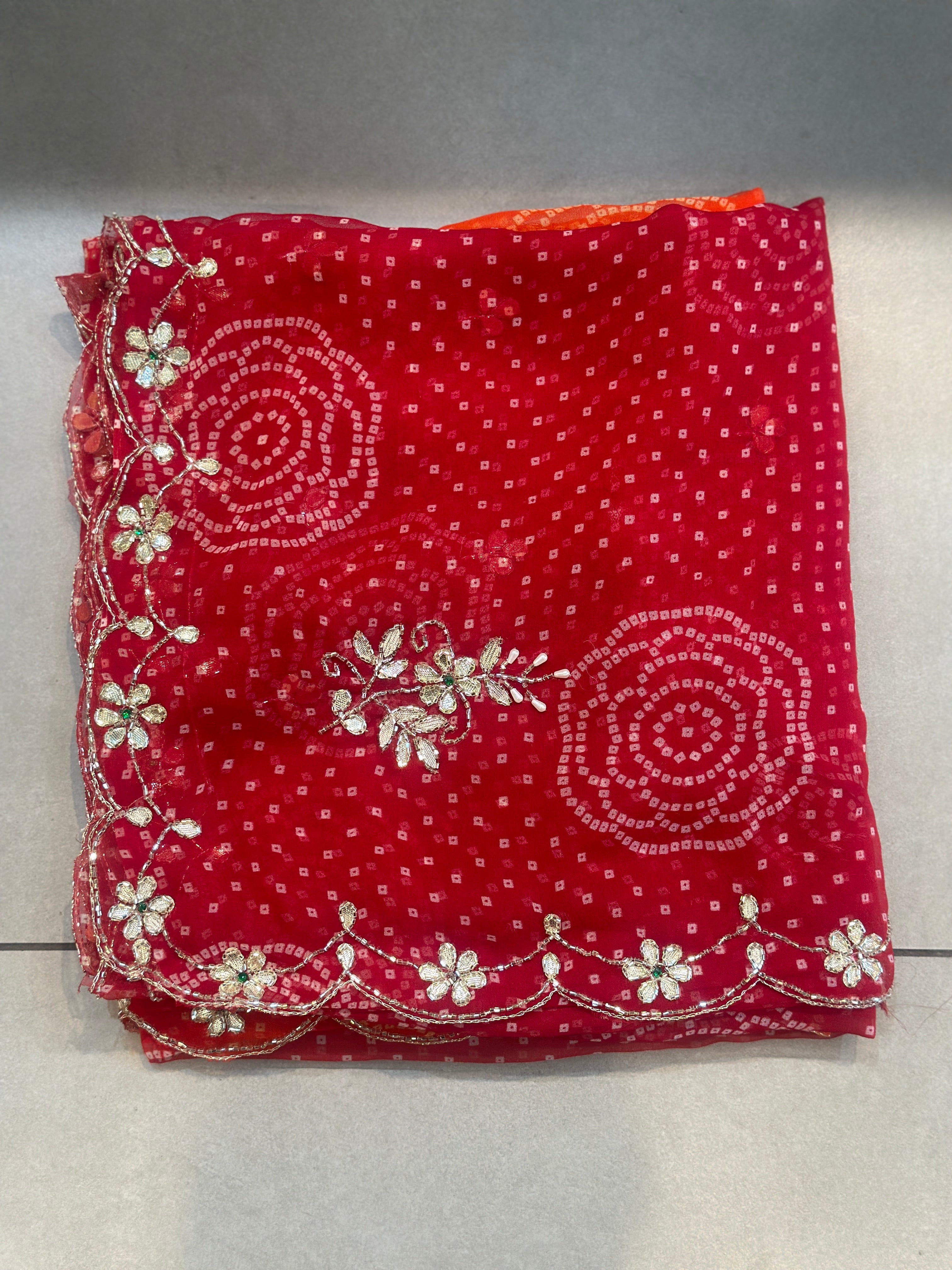 OMBRÉ BHANDEJ HANDWORK SAREE