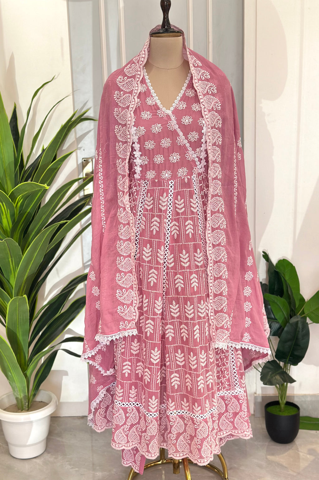 Chikankari Suit In Anarkali Pattern