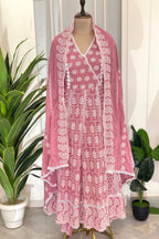 Chikankari Suit In Anarkali Pattern