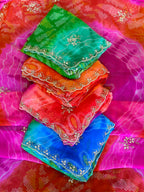 💐 Chiffon Bhandej Handwork Saree💐