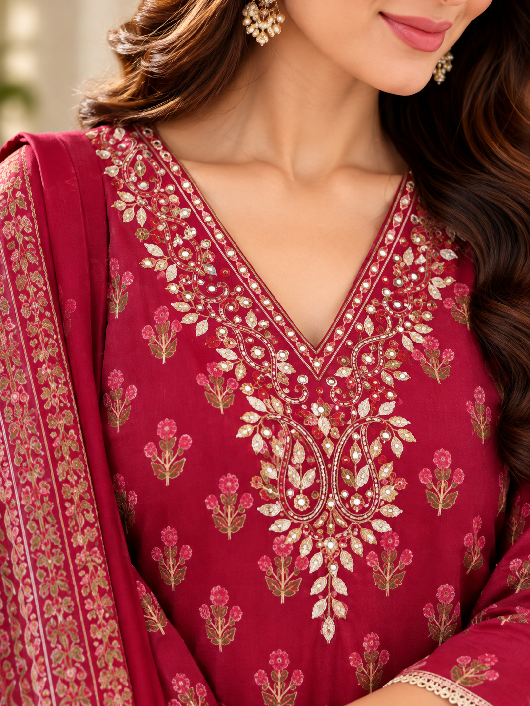 Floral Heritage Handwork Suit Se