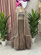 Designer Handwork Blouse Lehenga with Pleated Skirt