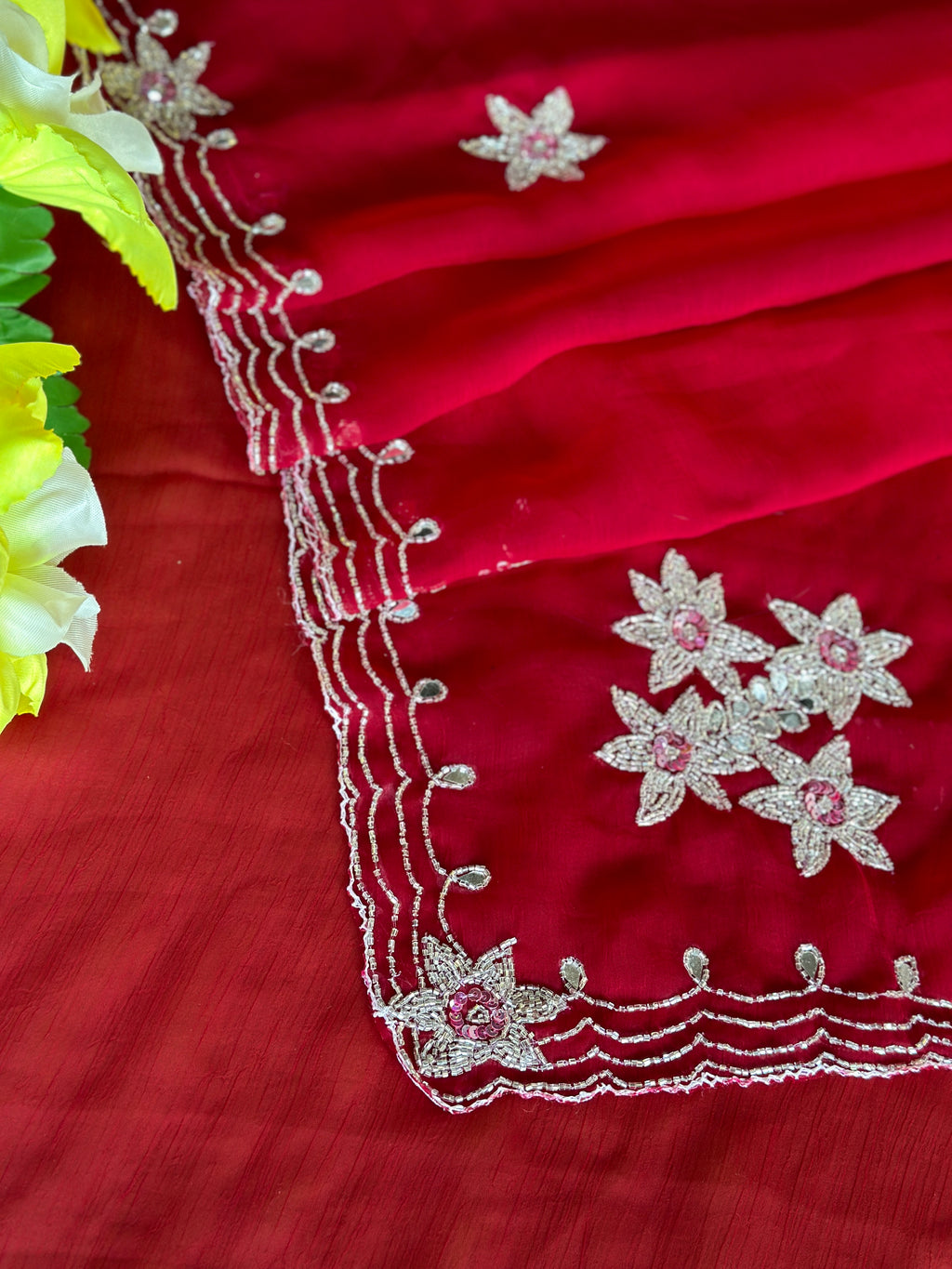 BEAUTIFUL HANDWORK CHIFFON SAREE