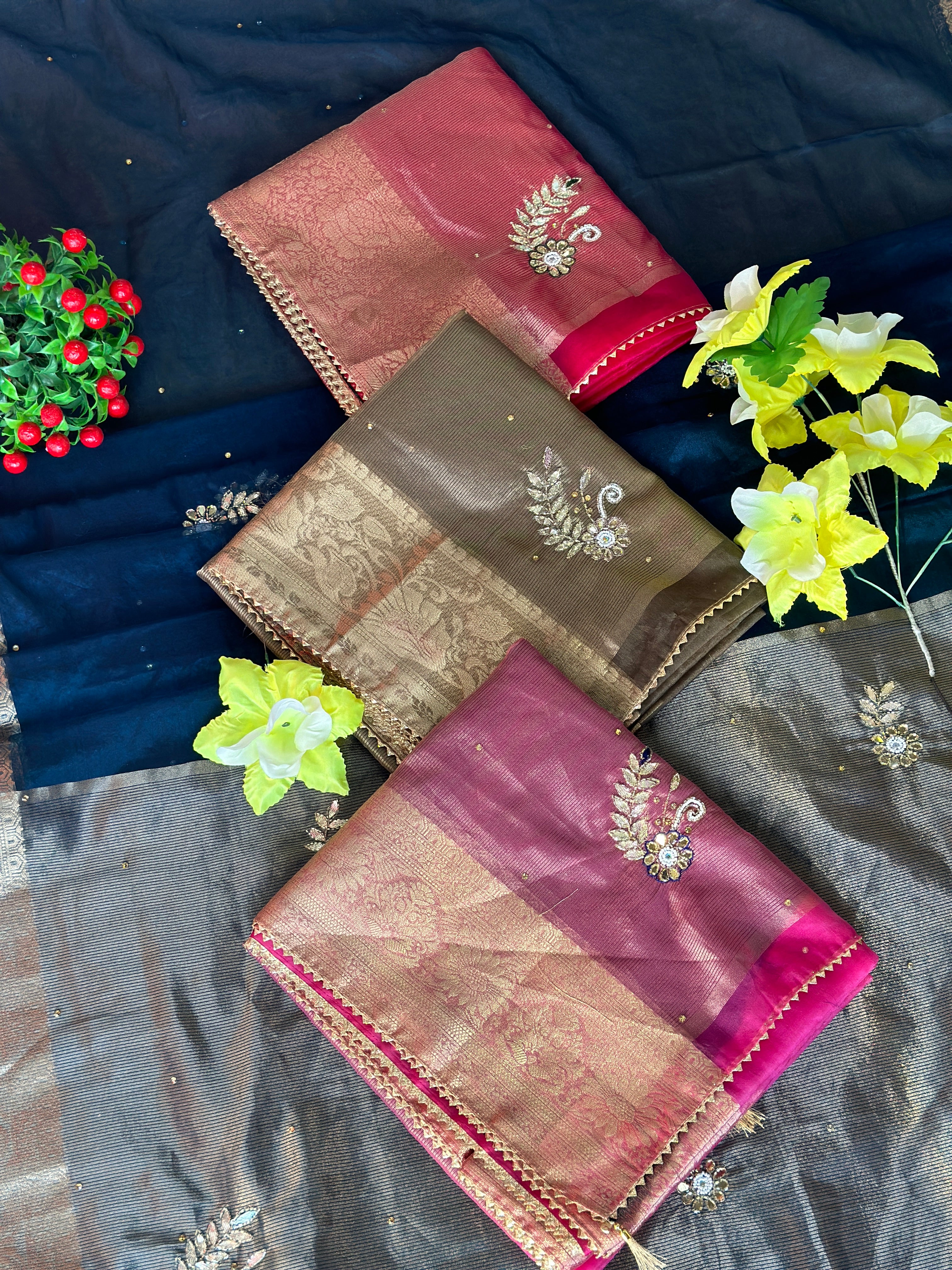 ORGANZA SAREE WITH PREMIUM HANDWORK