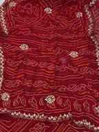 🌹✨Rani Bandhej Saree With Floral Gota Patti Handwork ✨🌹