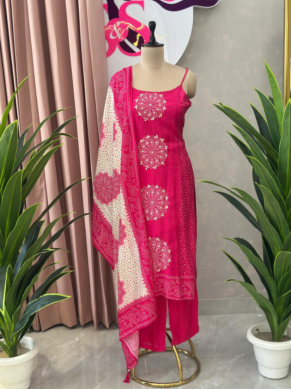 Designer Bandhej Inspired Kurta Set