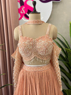 Elegant Off-Shoulder Handwork Lehenga Set