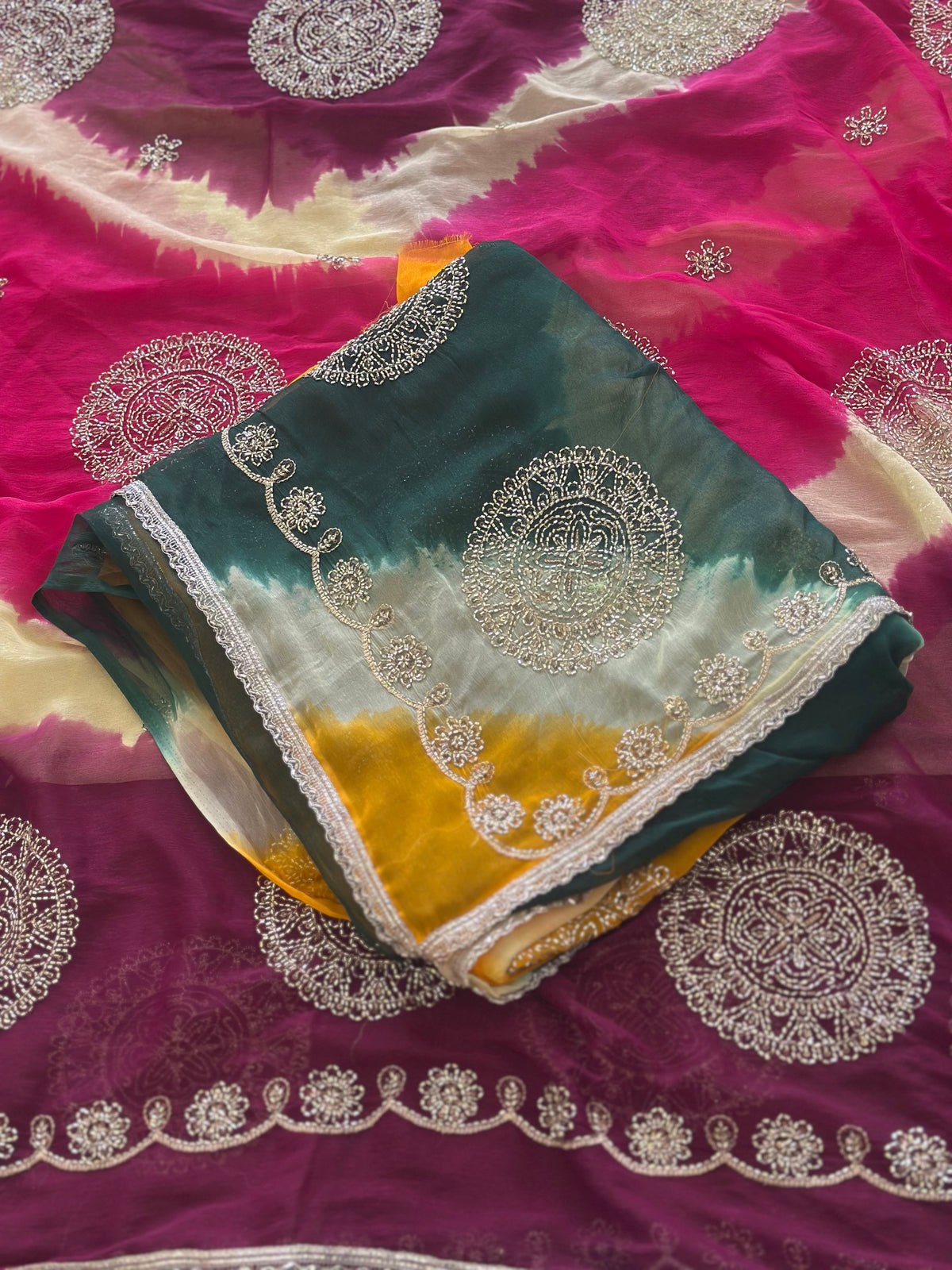 Premium Tie & Dye Chiffon Saree