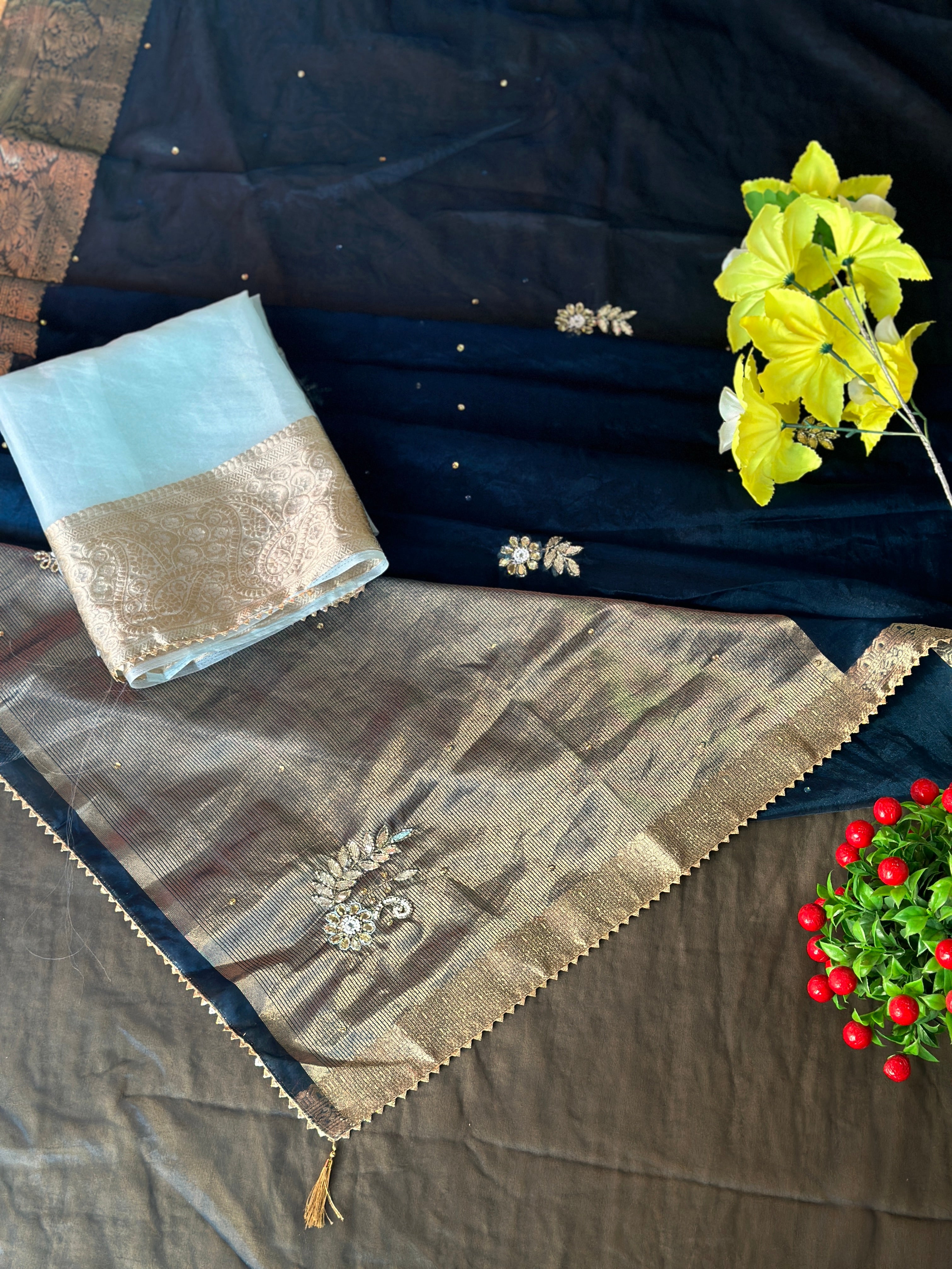 ORGANZA SAREE WITH PREMIUM HANDWORK