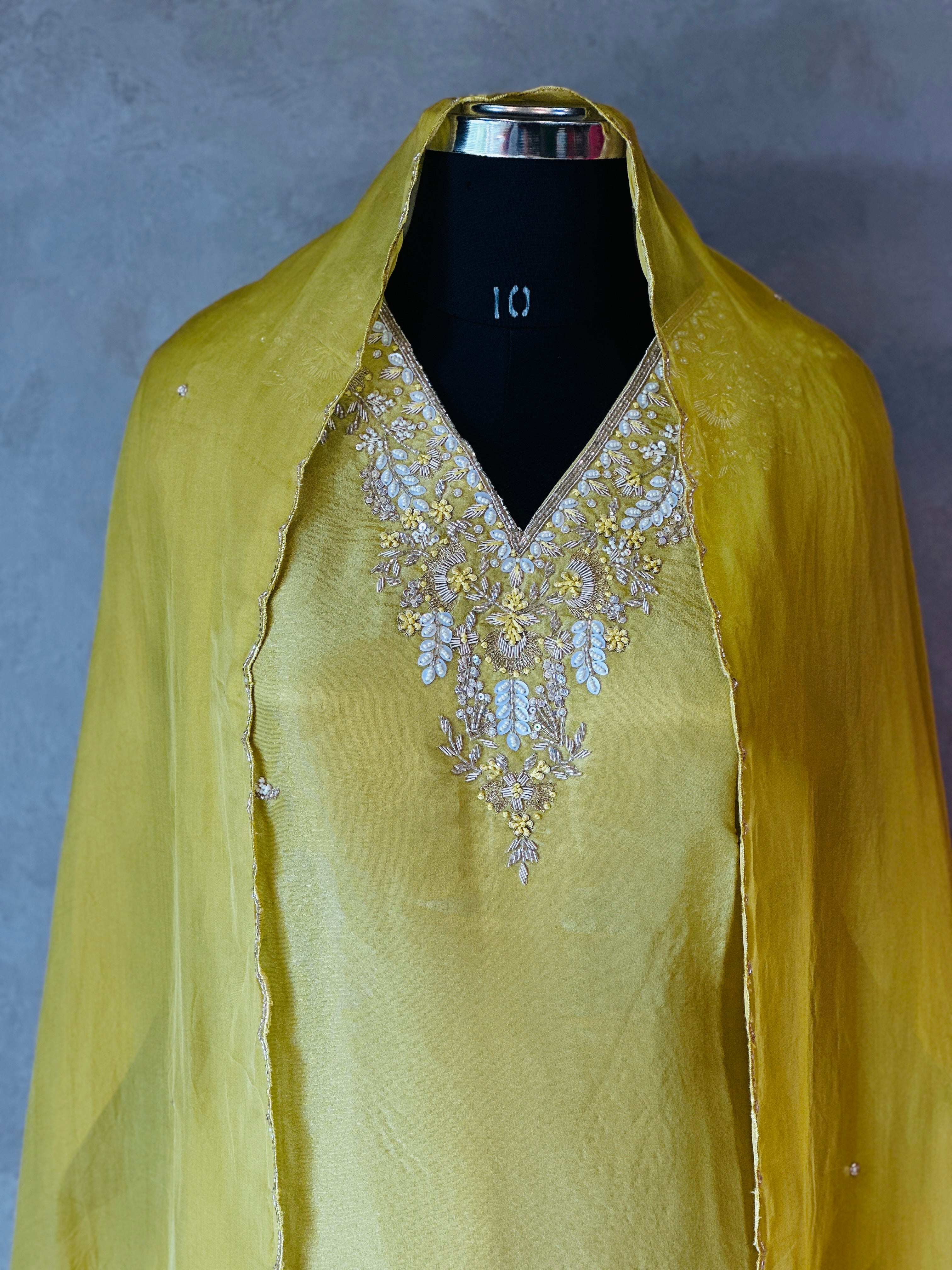 PURE ZARI TISSUE SUIT SET FOR RAKHI