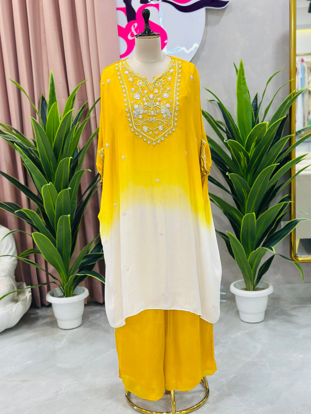 Ombre Handwork Kaftan Set
