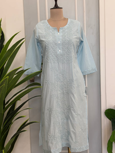 Graceful Floral Threadwork Cotton Kurta