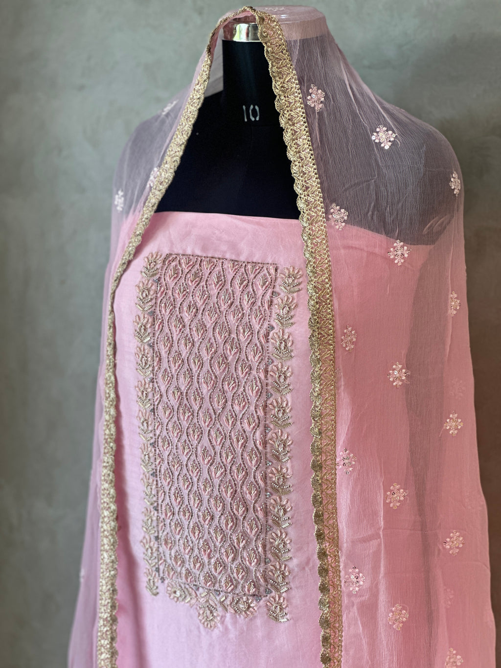 PURE ORGANZA HANDWORK SUIT SET