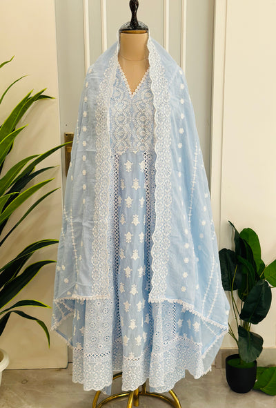 Beautiful Anarkali Suit In Chikankari Work