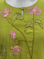 Premium mul Chanderi handwork three piece suit set