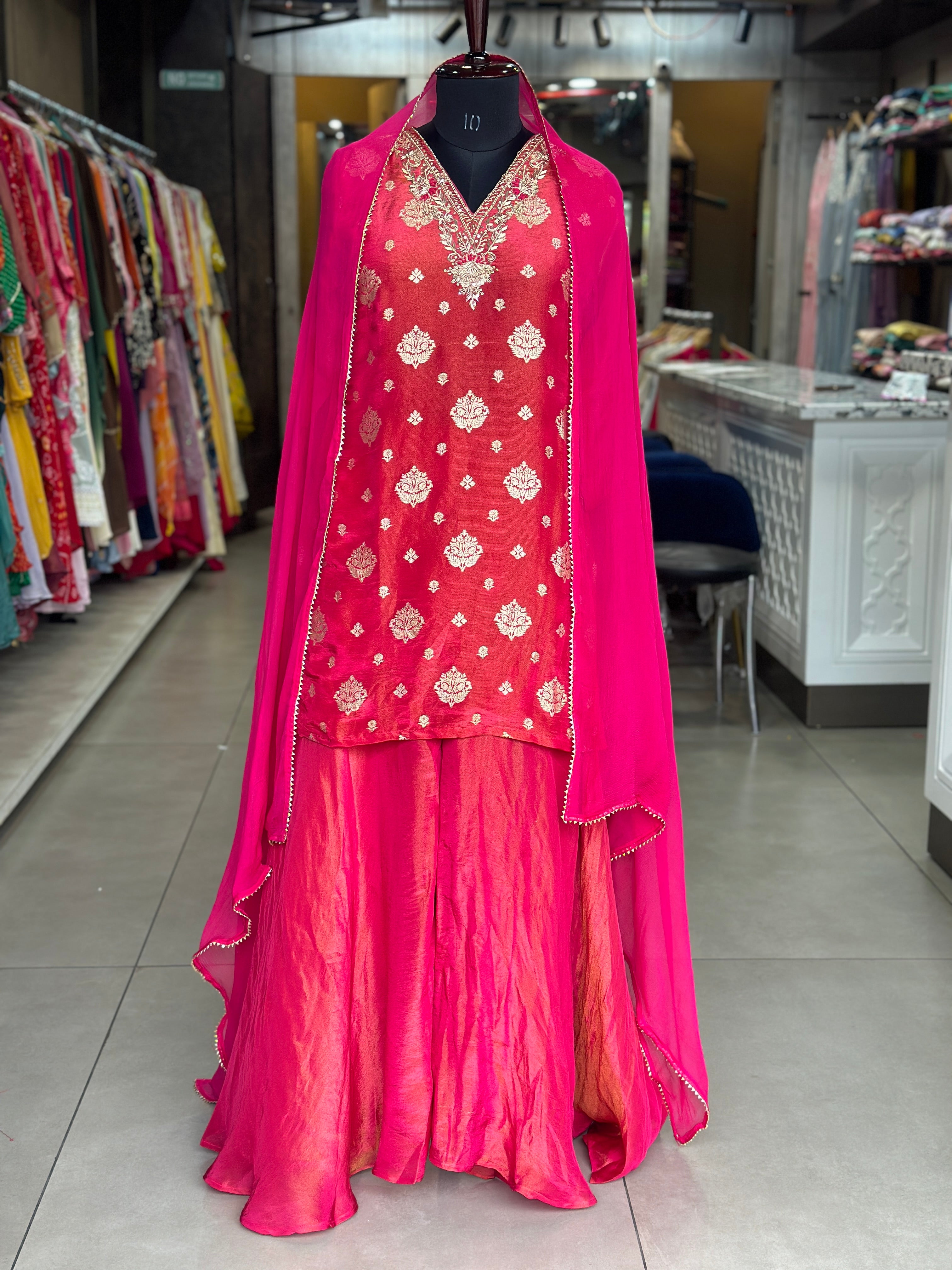 PREMIUM  PLAZO SET WITH ZARDOSI