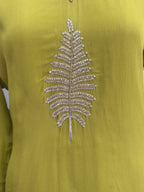 Olive Green Handwork Kurta Palazzo Set with Dupatta ✨