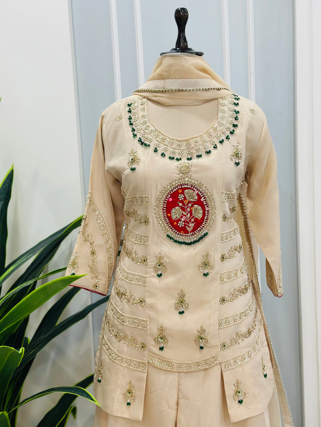 Elegant Suit In Zardozi And Pearl Detailing
