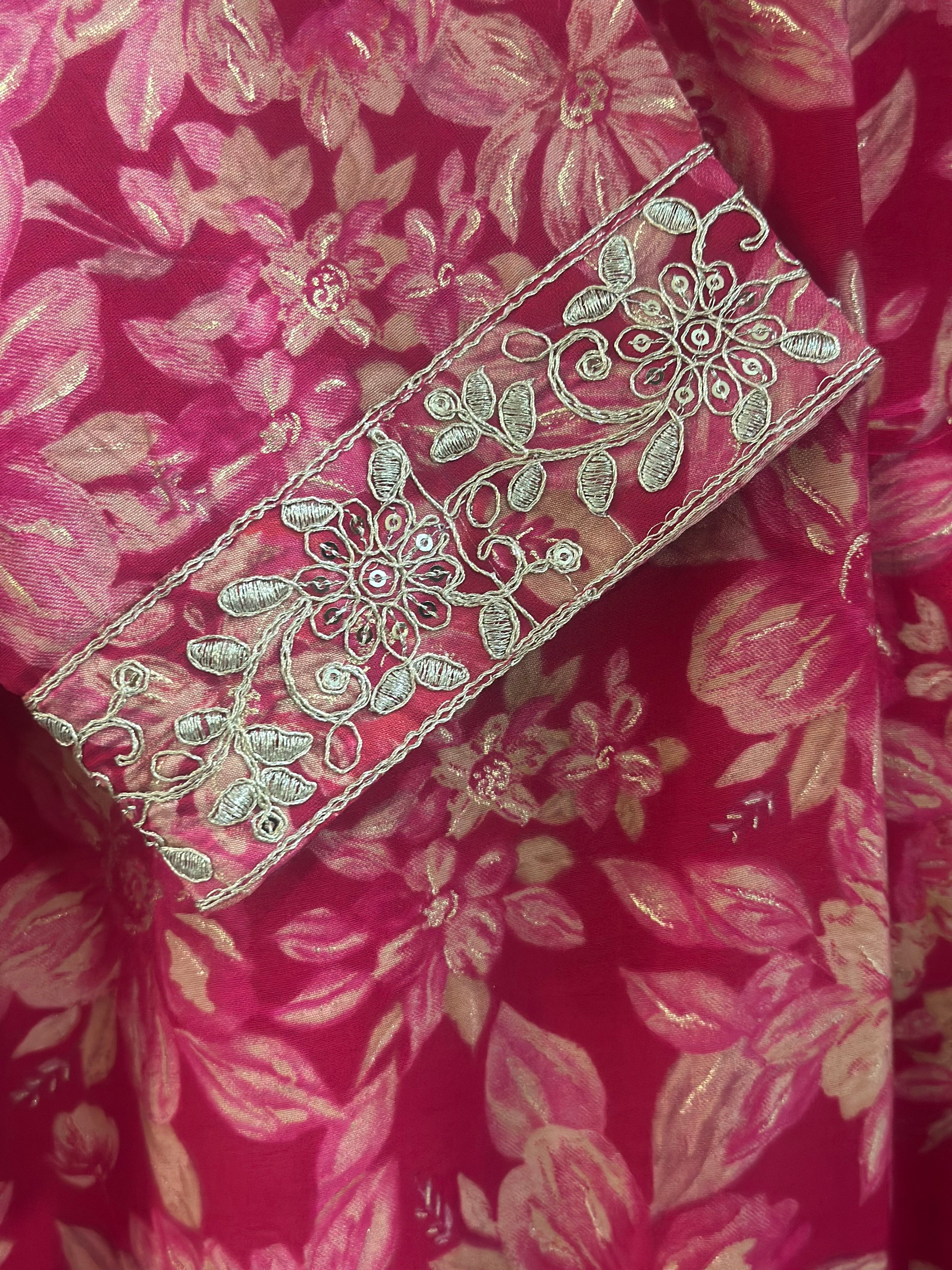 ✨ Floral Print Kurta Set with Chiffon Dupatta ✨