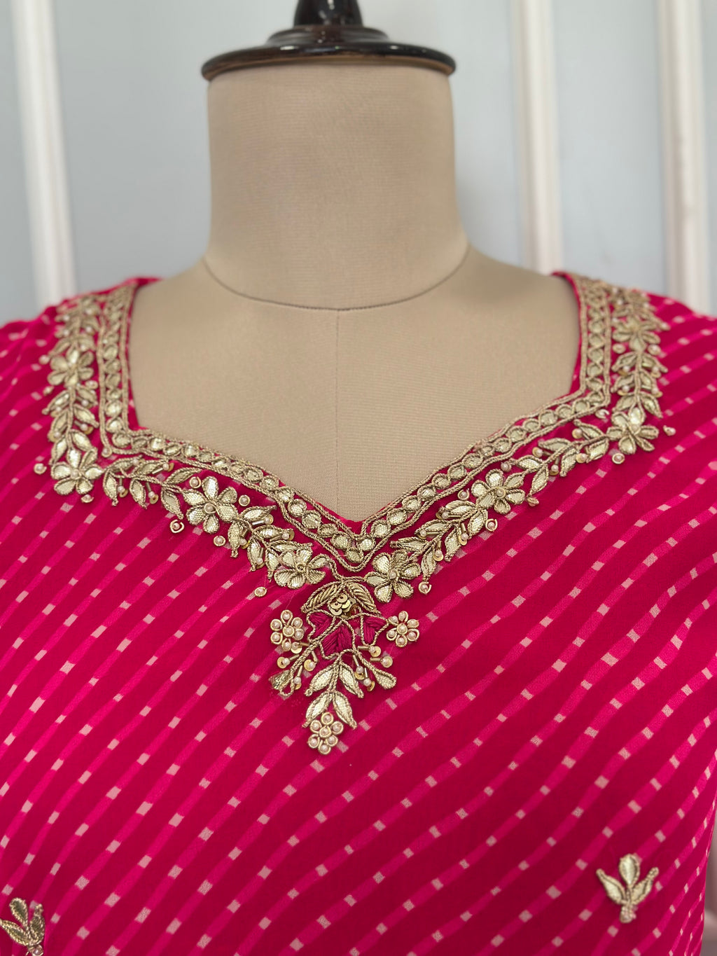 Elegant Ethnic Suit Set with Handwork Neckline