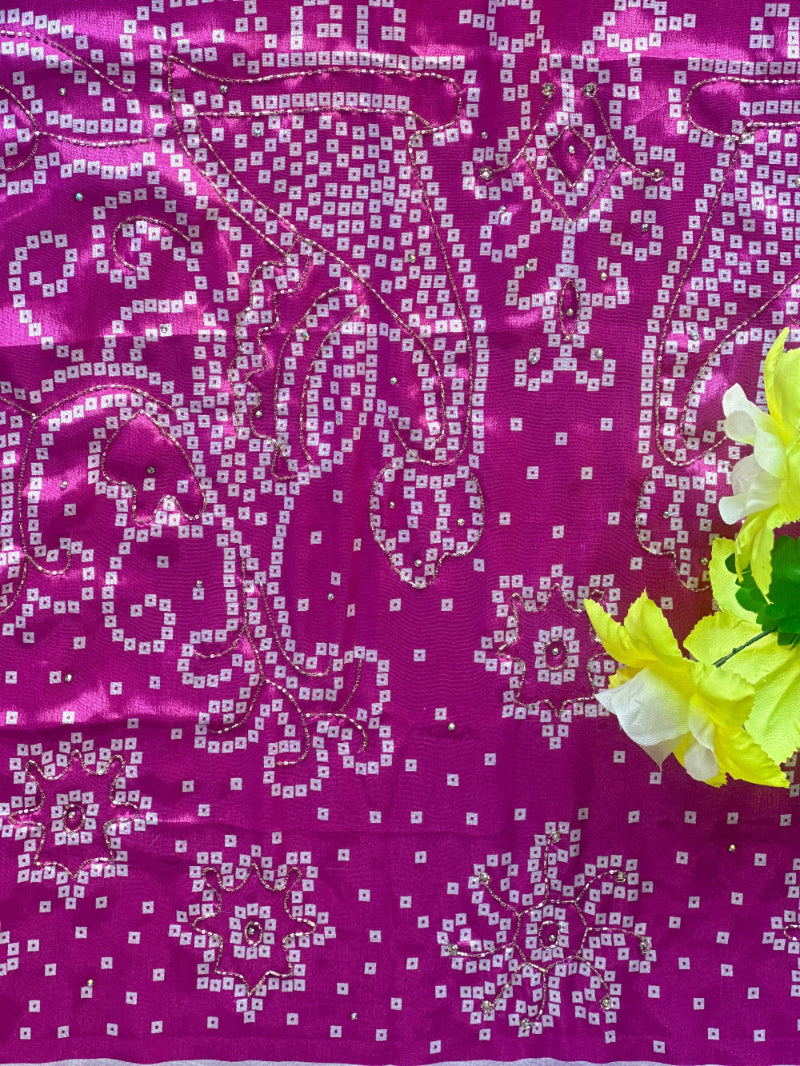 Bhandej handwork saree