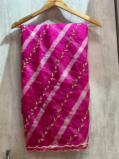 PURE SOFT ZARI TISSUE LAHRIYA HANDWORK SAREE