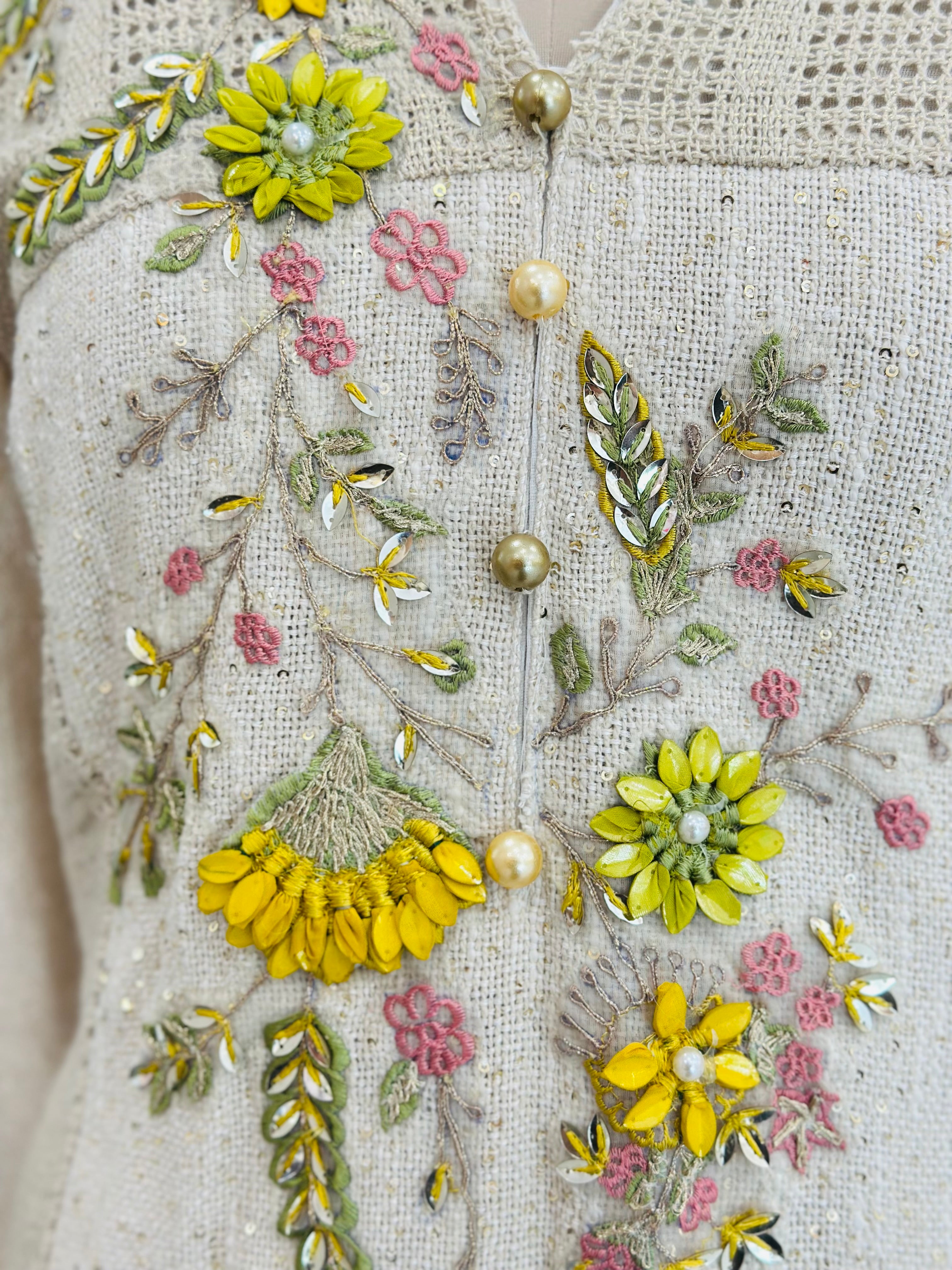 Beautiful Floral Handwork Jute Co-ord Set