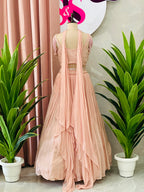 Soft Peach Designer Lehenga with Pearl Handwork