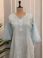 Graceful Floral Threadwork Cotton Kurta