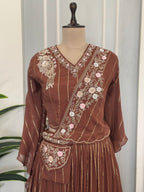 Floral Handwork Top & Flared Skirt Set