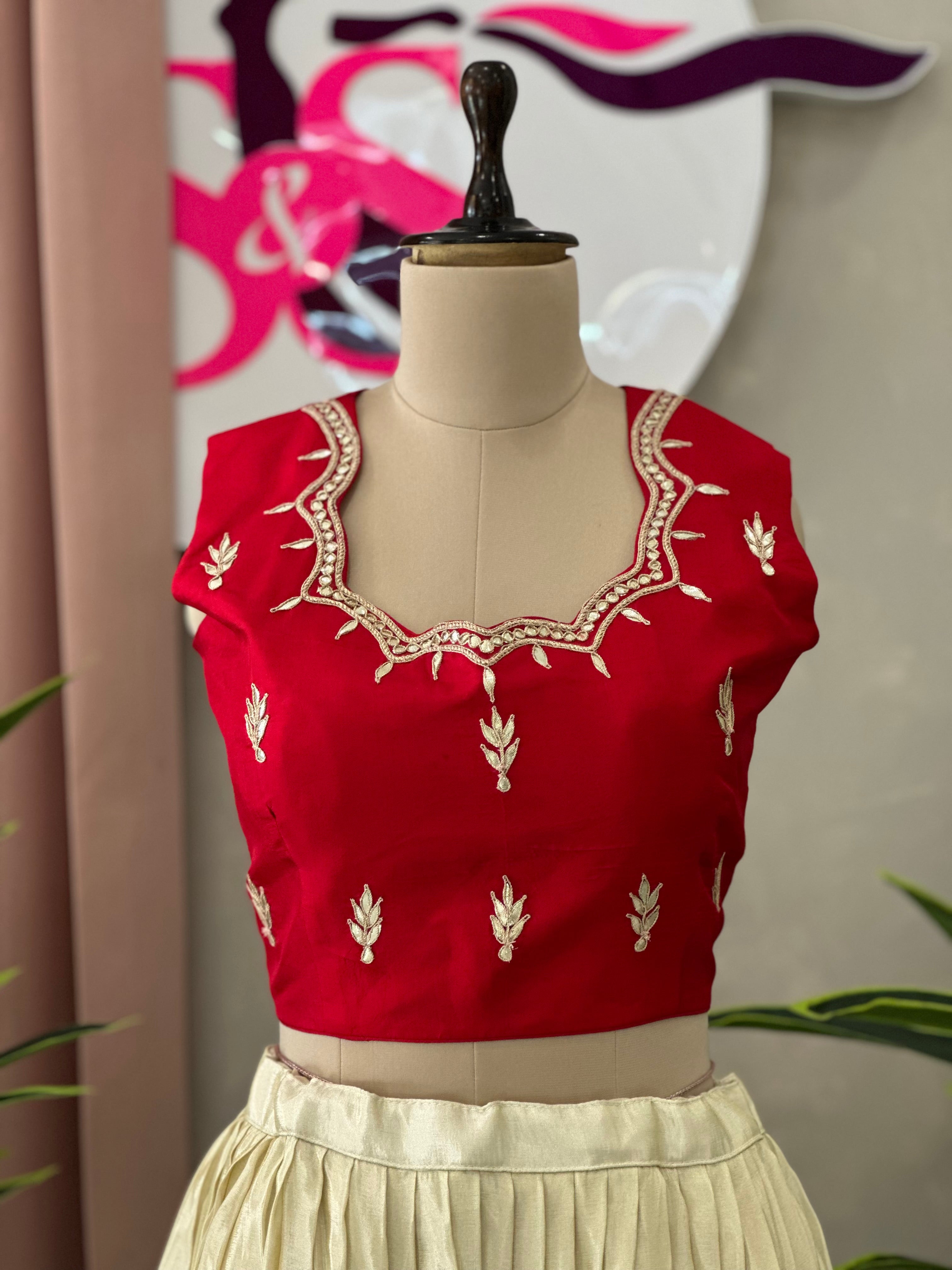 Royal Red Handwork Jacket Lehenga Set