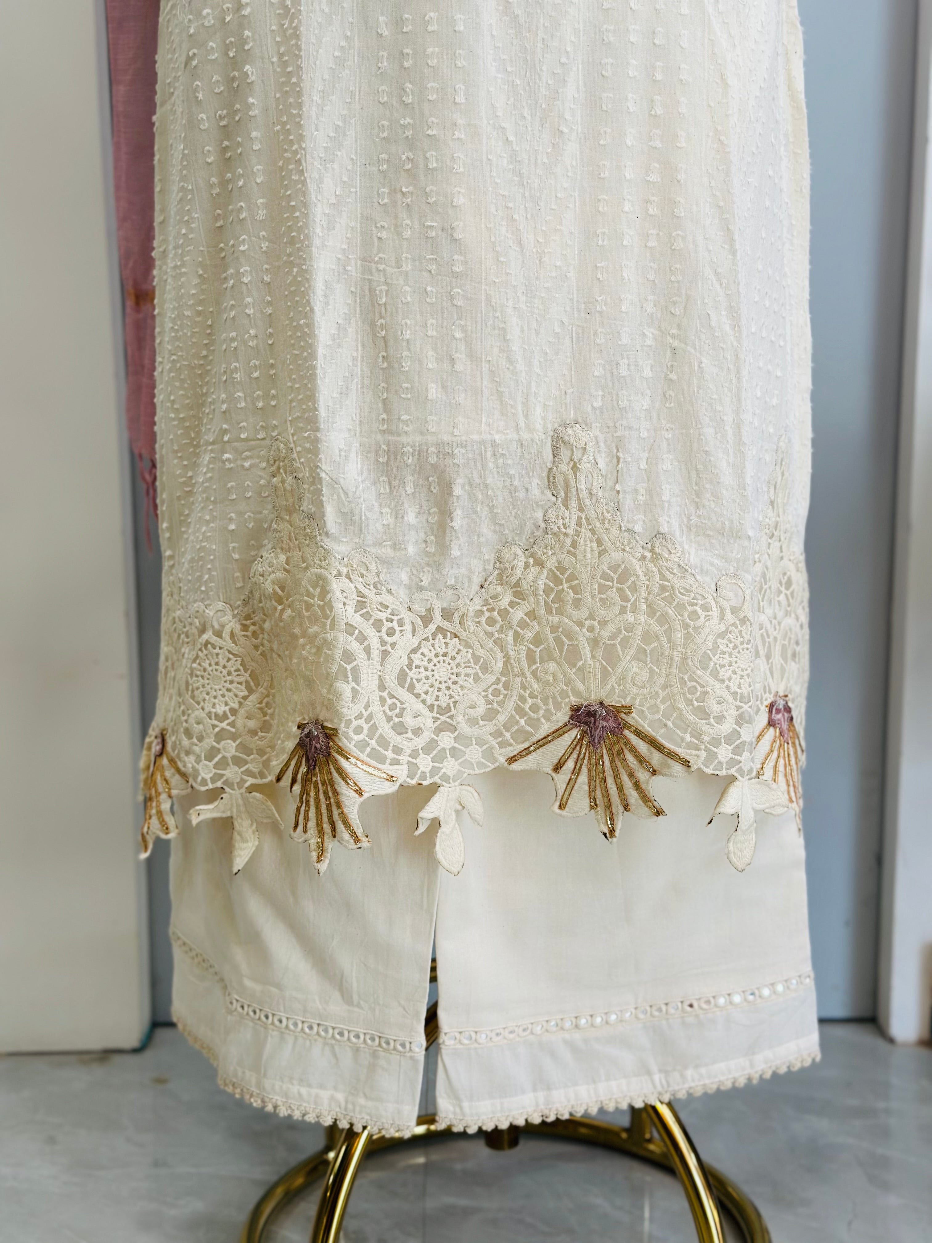 Premium Cotton Designer  hand Embroidered Suit Set