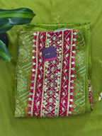 Festive Bandhani Gota Work Unstitched Suit Set
